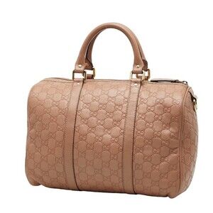 Gucci ssima Boston Beige Leather Pink Bag Tan